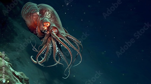 deep sea creatures. close up of a octopus. monster in sea