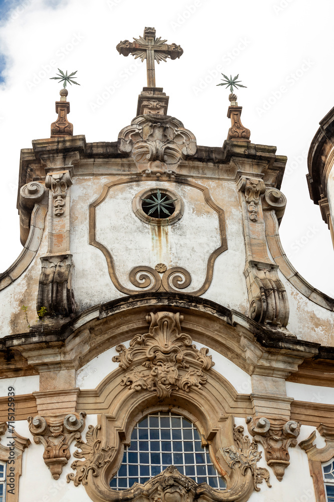 Church of Our Lady of Mount Carmel, built in 1813, one of icons of brazilian baroque architecture. Ouro Preto, Minas Gerais, Brazil