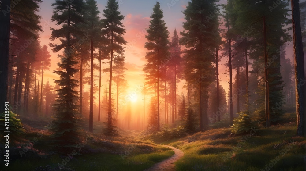 sunrise in the forest sunrise in the forest
