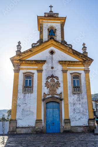 Facade of the Nossa Senhora das Merces Church is a Baroque style Catholic church in Ouro Preto, Minas Gerais, Brazil. photo