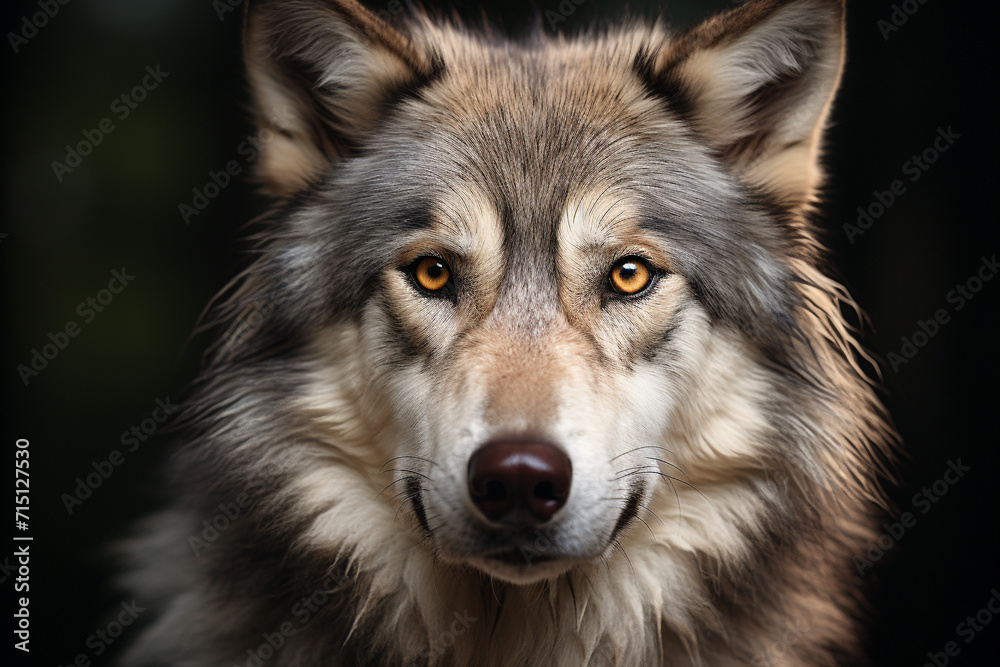 Obraz premium wolf carnivorous mammal of the canid family that obtains its food independently by actively searching for and pursuing its prey. angry forest grey zoo danger wildlife fear.