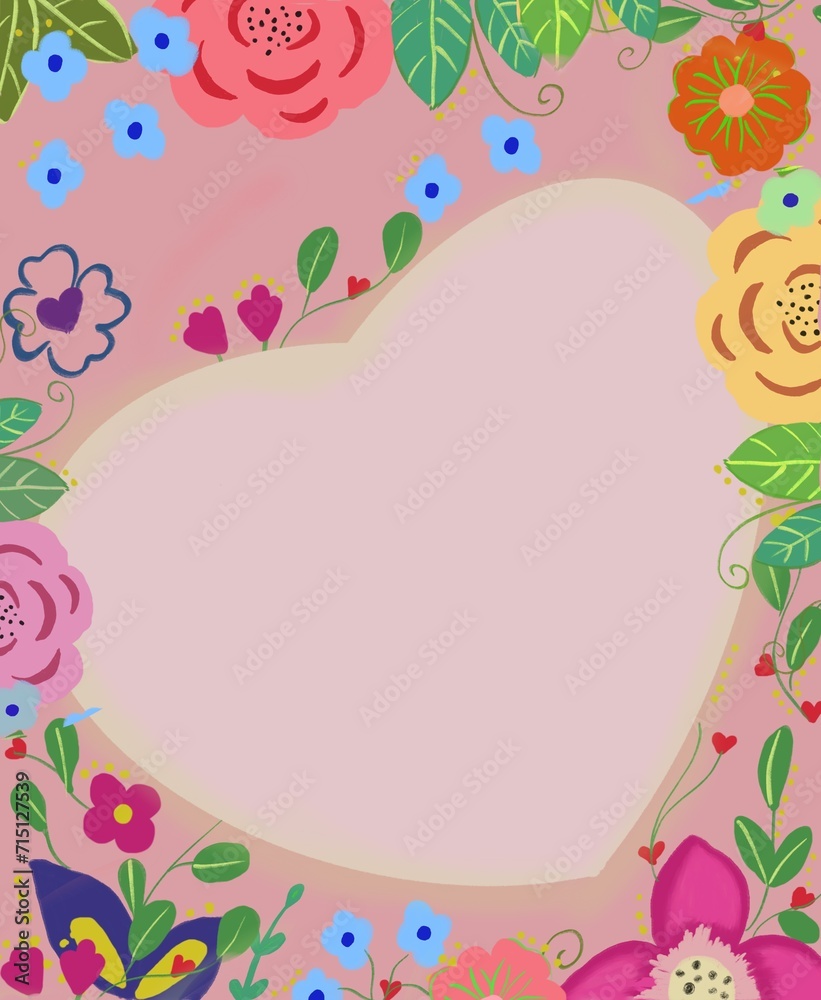 MARCO DE CORAZON RODEADO DE FLORES MARCO DE CORAZON RODEADO DE FLORES