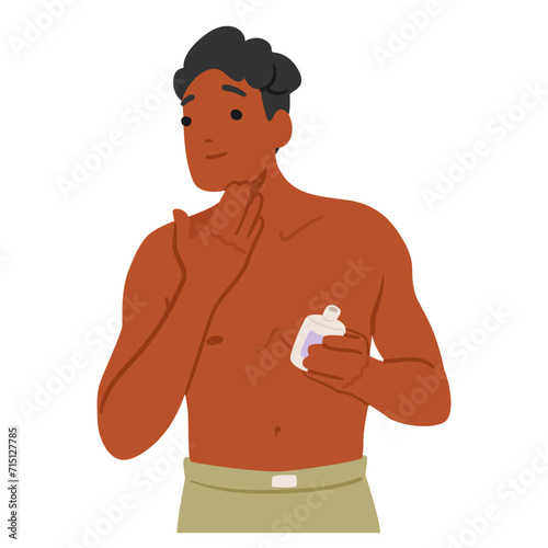 Man Character Moisturize His Faces With Cream, Fostering A Simple Yet Effective Beauty Routine For Healthy Hydrated Skin