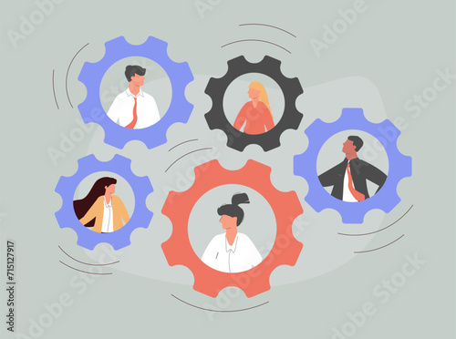 Team or organization, office role or job position or skills to drive company, teamwork or collaboration for success