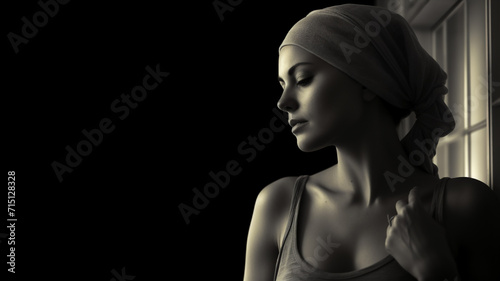 One woman patient on blurred background