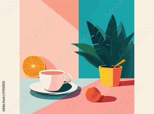 Desayuno café naranja