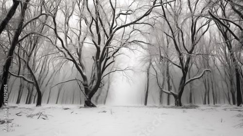 Winter scene, black and white winter 