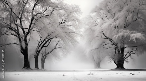 Winter scene, black and white winter 