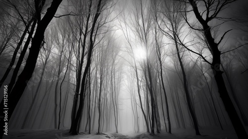 Winter scene, black and white winter 