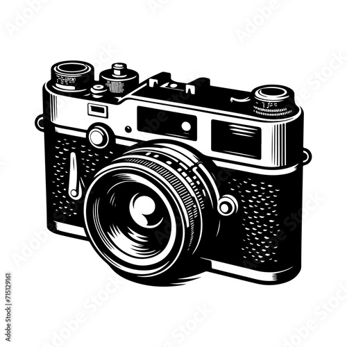 Black and White Camera Illustration Vector