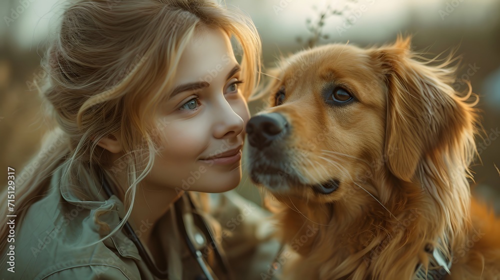 girl and her dog golden retriever