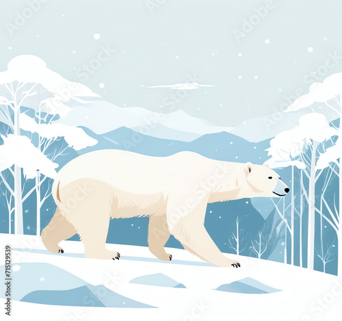 winter, snow, ice and polar bears used for greeting cards, posters, or social media