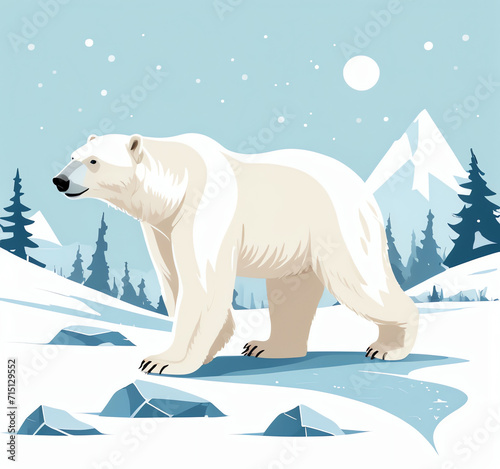 winter  snow  ice and polar bears used for greeting cards  posters  or social media
