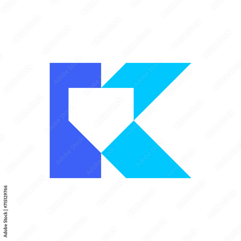 Letter K shield modern simple negative space logo design Letter K shield modern simple negative space logo design
