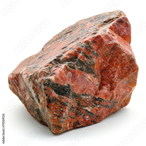 red granite stone on white background photo