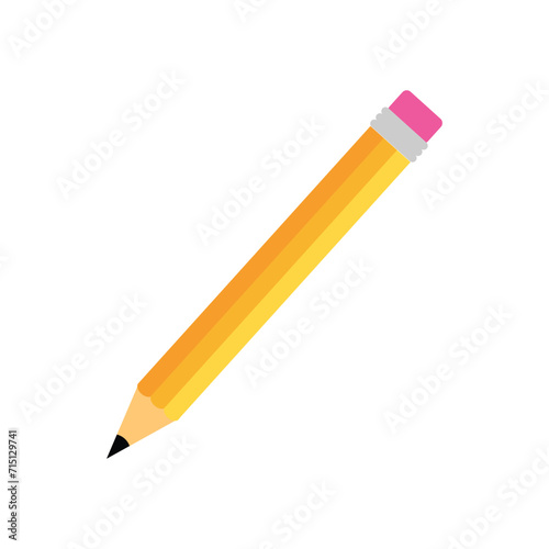 Pencil icon in flat style isolated on white background. Office symbol. stationary element design for office, school, bookstore, etc