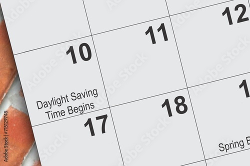 Daylight saving time on a calendar page photo