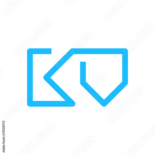 Letter K shield modern minimal line logo design