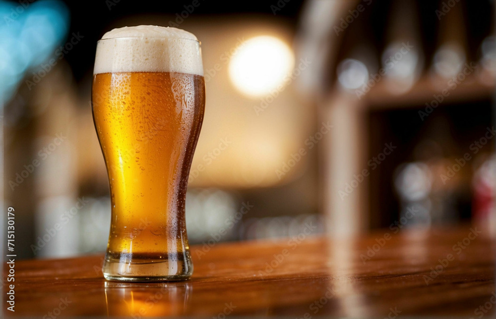 Glass of beer on the cold wooden table Glass of beer on the cold wooden table