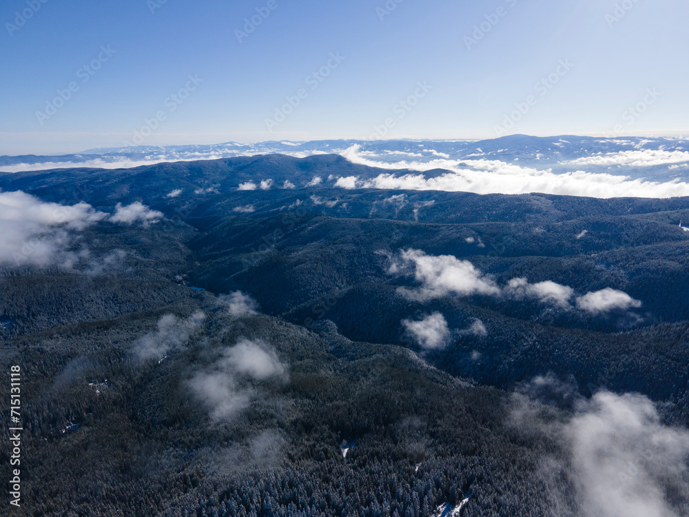 Fototapeta premium Aerial view of Rila mountain near Belmeken Dam, Bulgaria