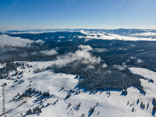 Aerial view of Rila mountain near Belmeken Dam, Bulgaria