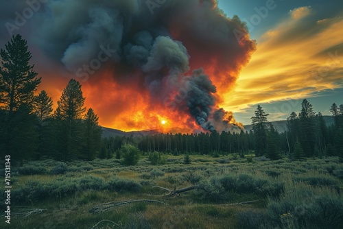 Smoke billowing against the sky during a forest fire