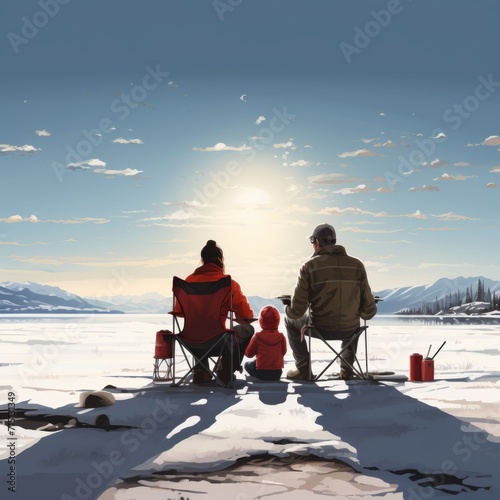 family ice fishing, family day