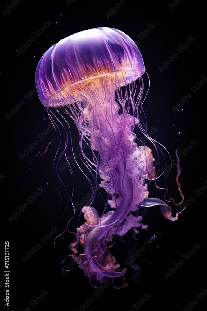 purple jellyfish on a black background purple jellyfish on a black background