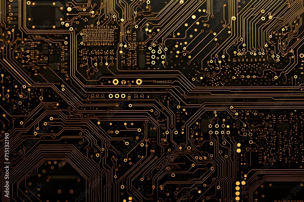 Top view of circuit board. Generative AI Top view of circuit board. Generative AI
