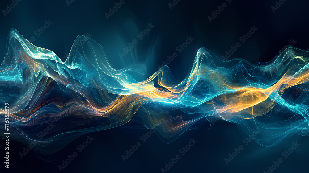 Abstract Digital Energy Wave Art Flowing Dynamic Background - obrazy, fototapety, plakaty 
