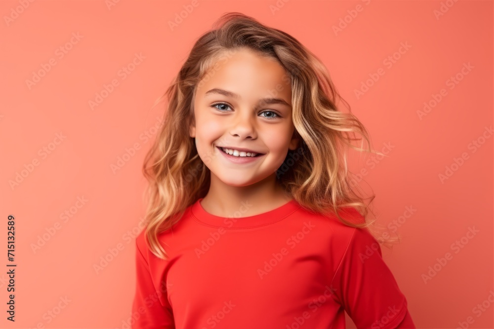 Portrait of a cute little girl smiling at camera over pink background Portrait of a cute little girl smiling at camera over pink background