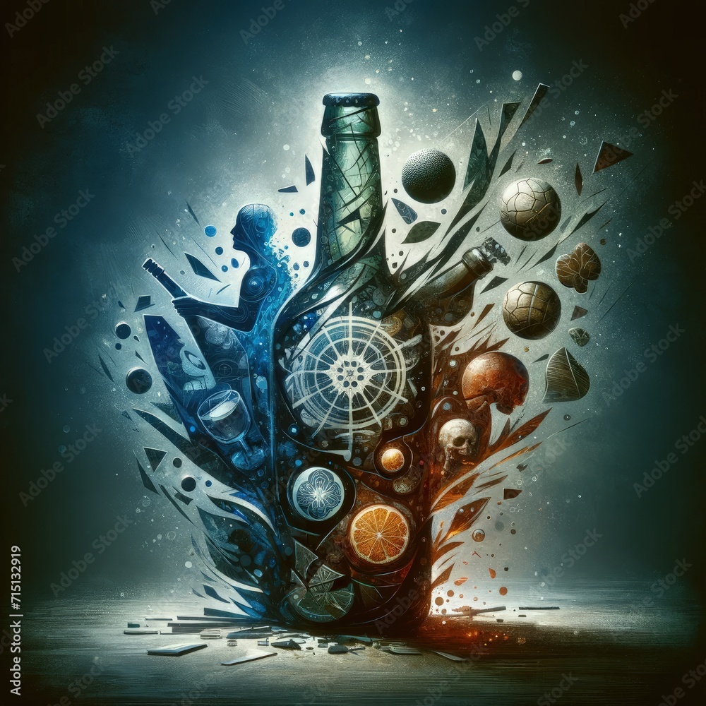 Fototapeta premium Fragmented Lives: The Reality of Alcohol Abuse