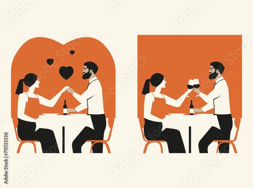 Pareja cena romántica