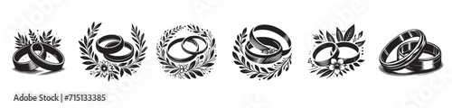 Set of wedding rings vector graphics photo