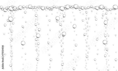 Underwater bubbles background. Fizzy carbonated drink texture. Champagne, beer, soda, seltzer, sparkling wine stream. Soap, shampoo, gel foam. Effervescent pill trace. Vector realistic illustration photo