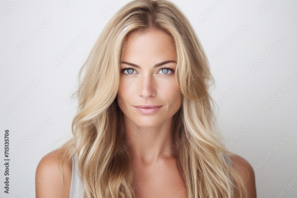 Portrait of a beautiful young woman with long blond hair, studio shot. Portrait of a beautiful young woman with long blond hair, studio shot.