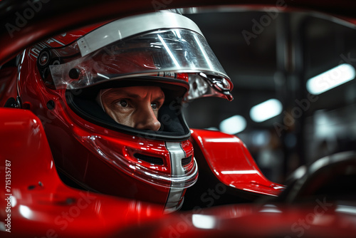 Formula 1 Pilot, close up dramatic portrait. Speed Symphony. © Noize