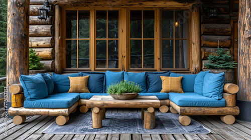 Outdoor recreation space - outdoor furniture - log cabin - decor and design - rustic style - entertainment space 
