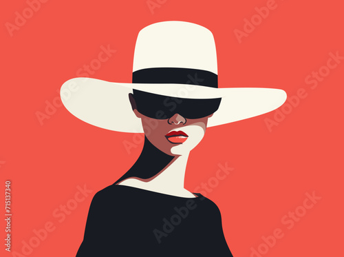 Retrato mujer con sombrero moda