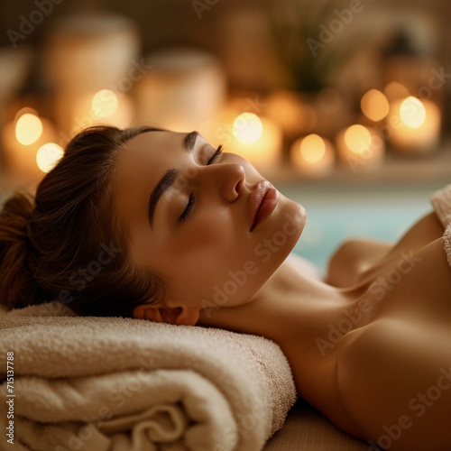 A woman relaxing in a spa