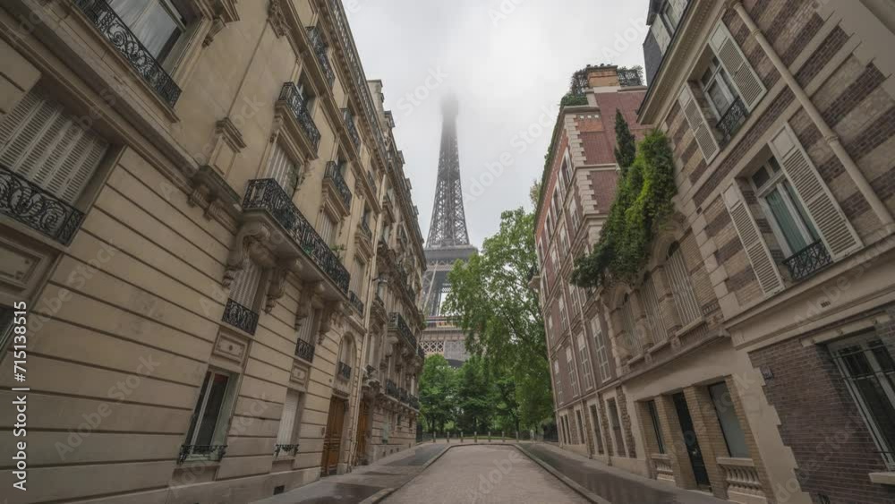 Paris France time lapse, city skyline timelapse at Eiffel Tower with street and architecture building in Paris Paris France time lapse, city skyline timelapse at Eiffel Tower with street and architecture building in Paris