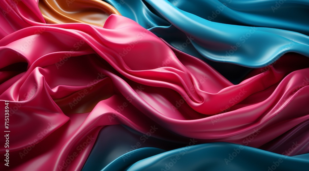 Luxurious Satin Fabric Folds in Vivid Colors Luxurious Satin Fabric Folds in Vivid Colors