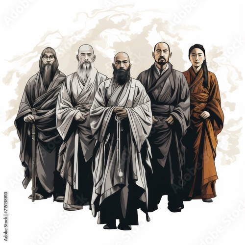 Group of Ancient Philosophers in Traditional Robes