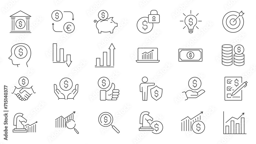 Business and finance line icons set. Finance line icon collection. Vector illustration. Business and finance line icons set. Finance line icon collection. Vector illustration.