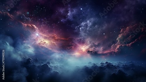 A beautiful cosmic space universe with night sky galaxy nebula wallpaper © s1pkmondal143