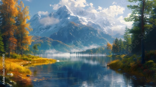 Serene Nature Landscapes. autumn in the mountains