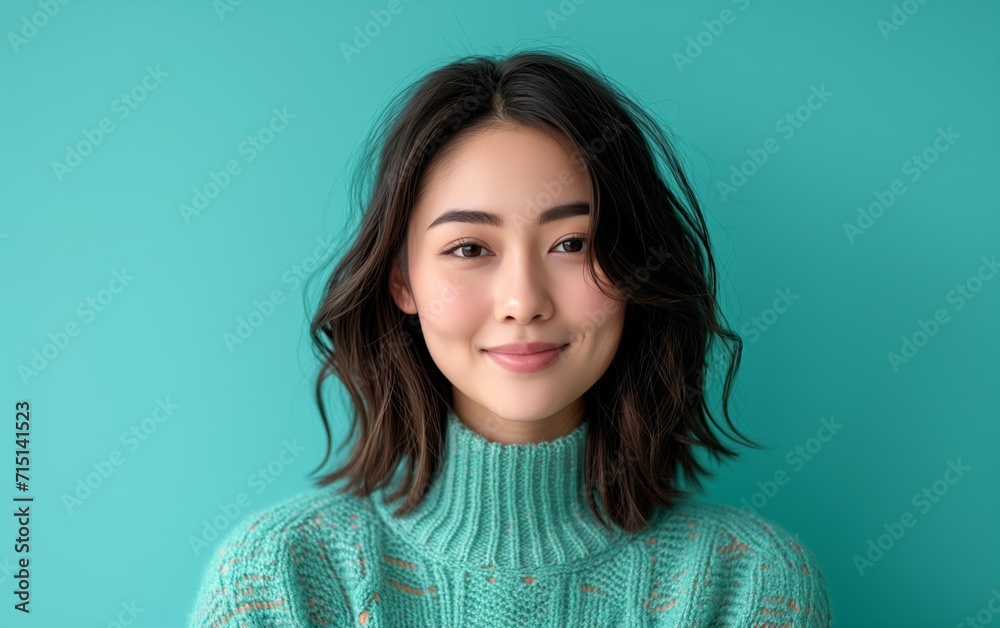 Fototapeta premium Young Asian Woman portrait of stylish, elegant beauty, and fashionable charm of a young Asian woman