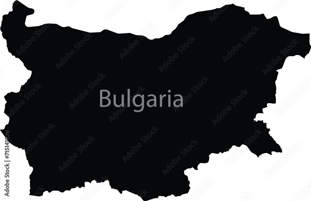 Black map of Bulgaria with the inscription of the name of the country inside map