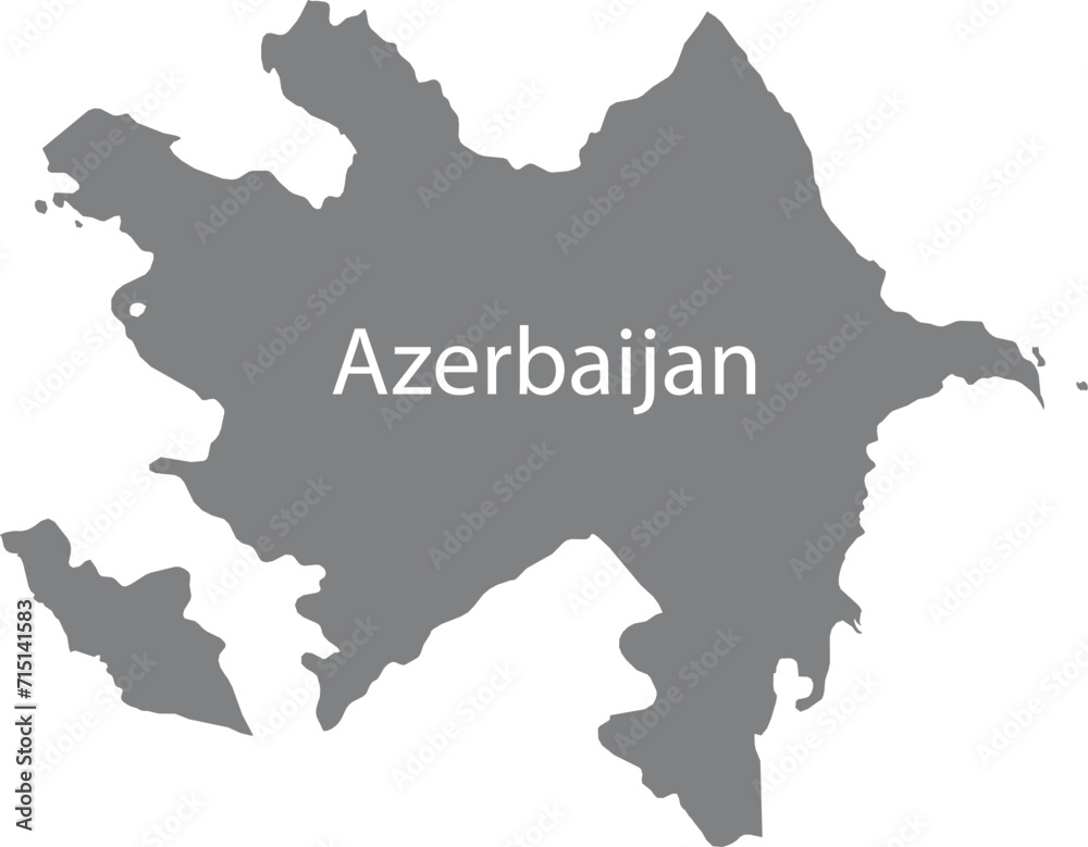 Gray map of Azerbaijan with the inscription of the name of the country inside map
