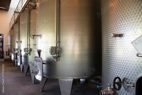 wine fermentation tanks in Chilean winery Undurraga photo